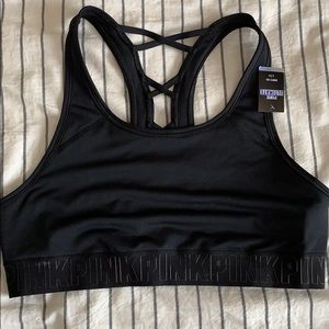 NWT PINK Black Sports Bra size: L